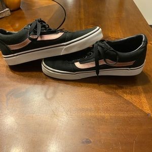Vans black and rose gold tennis shoes